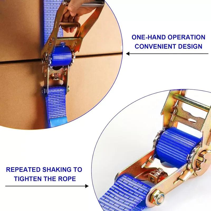 9m X 50mm Double J Hook Ratchet Straps (11,000 lbs Break Strength), Heavy Duty Tie Down Straps for Trucks, Motorcycle, 4Pcs