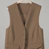 Women Suit Waistcoat Single-breasted V Neck Sleeveless Decorative Pockets Cardigan Formal Business Style Casual Office Wear Vest Spring Summer Clothes