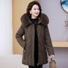 Middle-aged and elderly women's winter cotton-padded jacket, young mother's large fur collar hooded cotton-padded jacket, medium and long thickened c