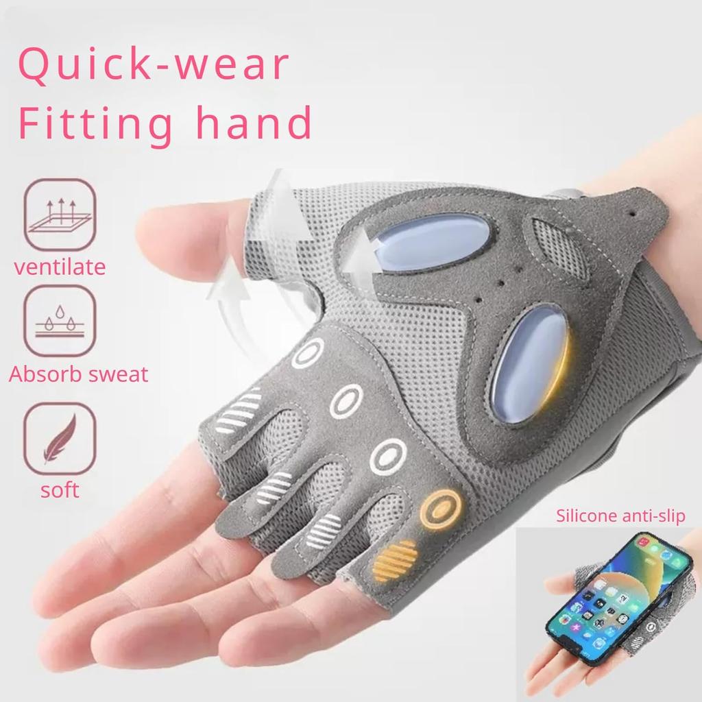 Женские велосипедные перчатки, (Гелевая подушечка 5 мм) Велосипедные перчатки с половиной пальца Многофункциональные велосипедные/фитнес/тренировочные/уличные