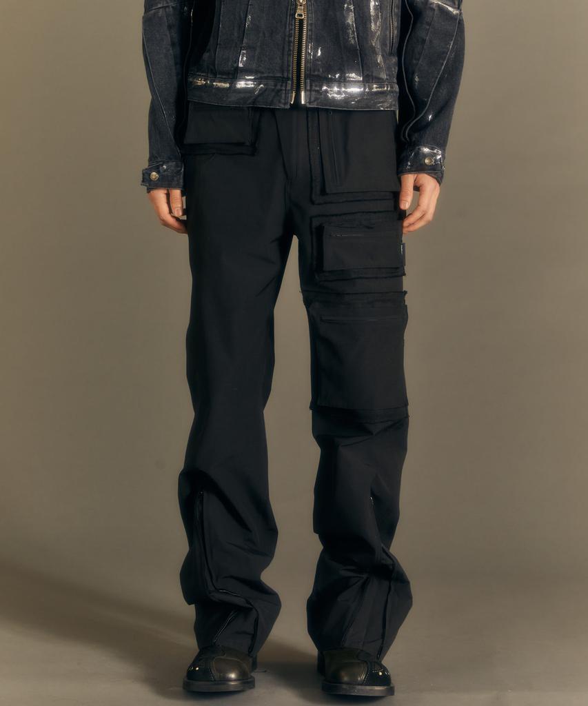 ADSB ANDERSSON BELL Raw Edge Multi-Pocket Pants Apa681M(Black)
