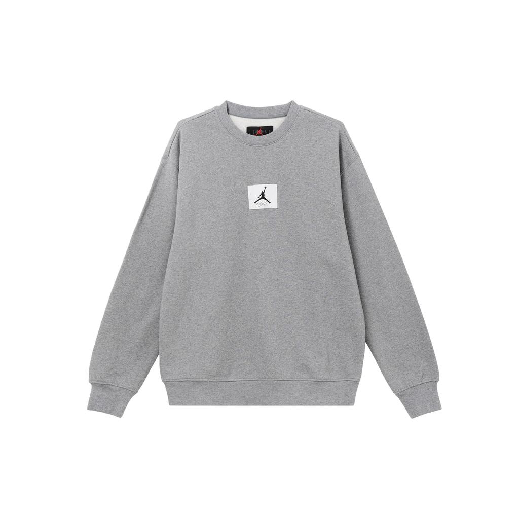 Jordan Essentials Logo Crew Neck Long Sleeve Sweatshirt Men Tops Grey FB6935-091