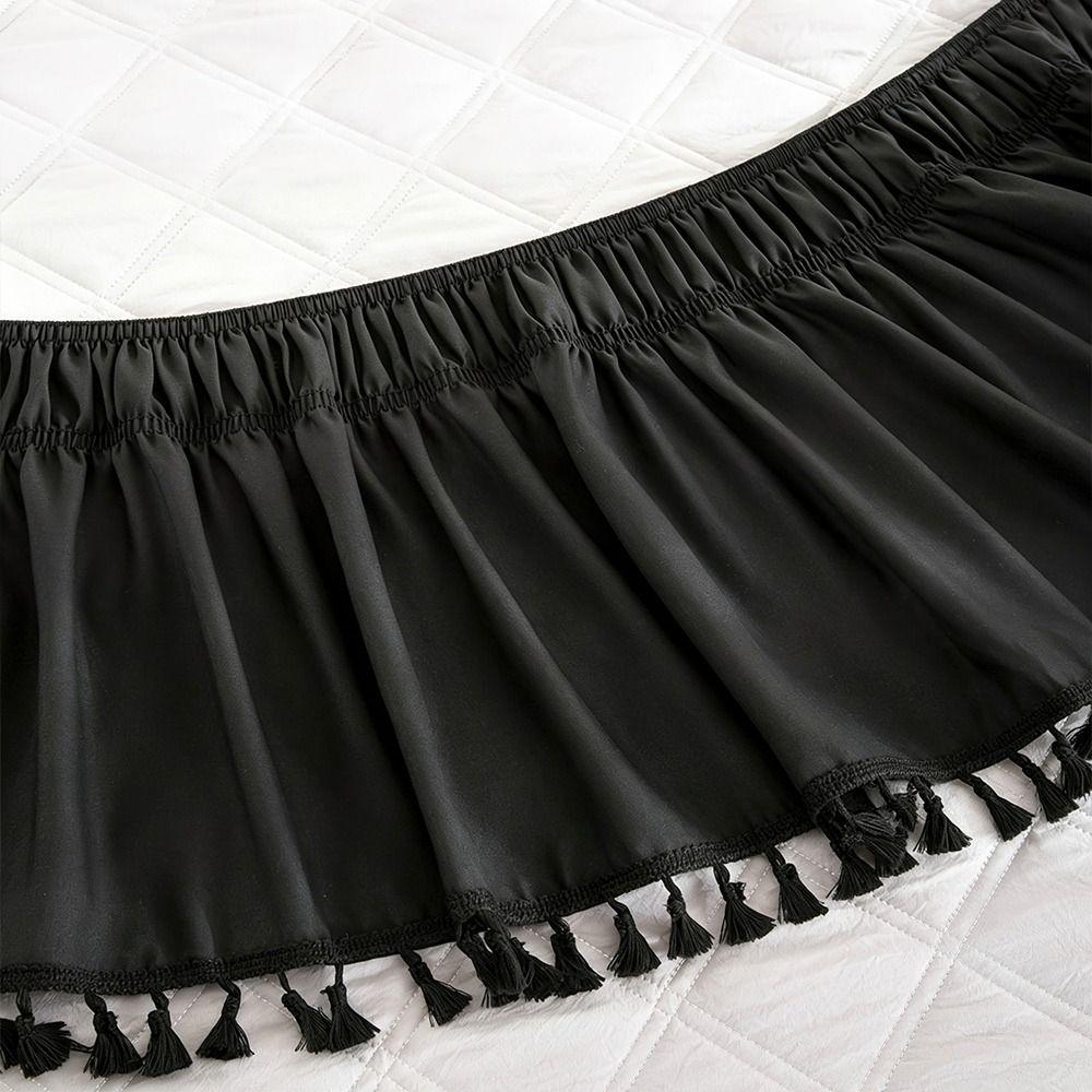 Solid Color Bed Skirts Fade Resistant Bed Cover Protector Bed Ruffles Wrap  Bedding Accessory