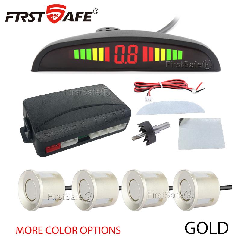 FirstSafe Car Parking Sensor Kit LED Display With 22mm 4 Sensors Radar Detector System Universal All Car