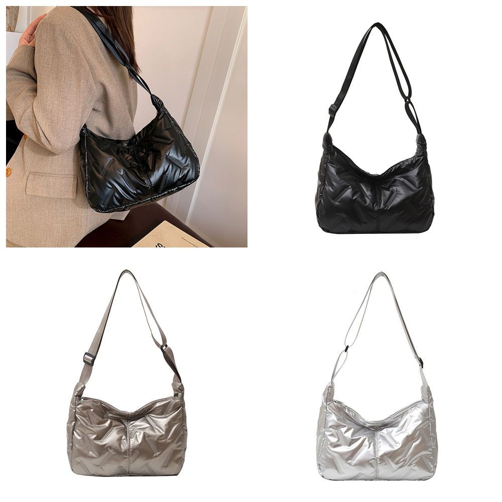 Dumpling Bag Crossbody Bag Large Capacity Nylon Handbag Bright Space Cotton Tote Bag Office Worker