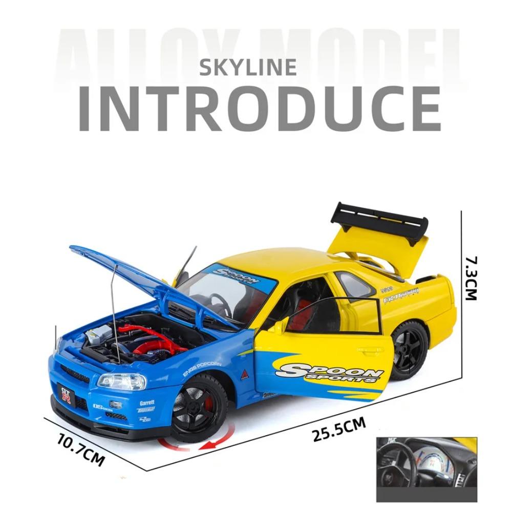 1/18 Nissan Skyline Ares GTR GT-R R34 Сплав Трассовый Спортивный Автомобиль Модель Литьевой Металл Гоночный Автомобиль Модель Транспортного Средства Звук и Свет Детская Игрушка Подарок