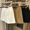 Women Summer Shorts A Line Solid Color With Belt High Waist Suit Shorts Loose Pockets Zipper Button Closure Lady Dating Commute Shorts