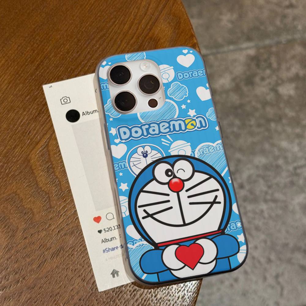 Cartoon Doraemon For IPhone 17 16 15 11 12 13 14 Pro Max Plus Pro Corrugated Translucent Back Phone Cover