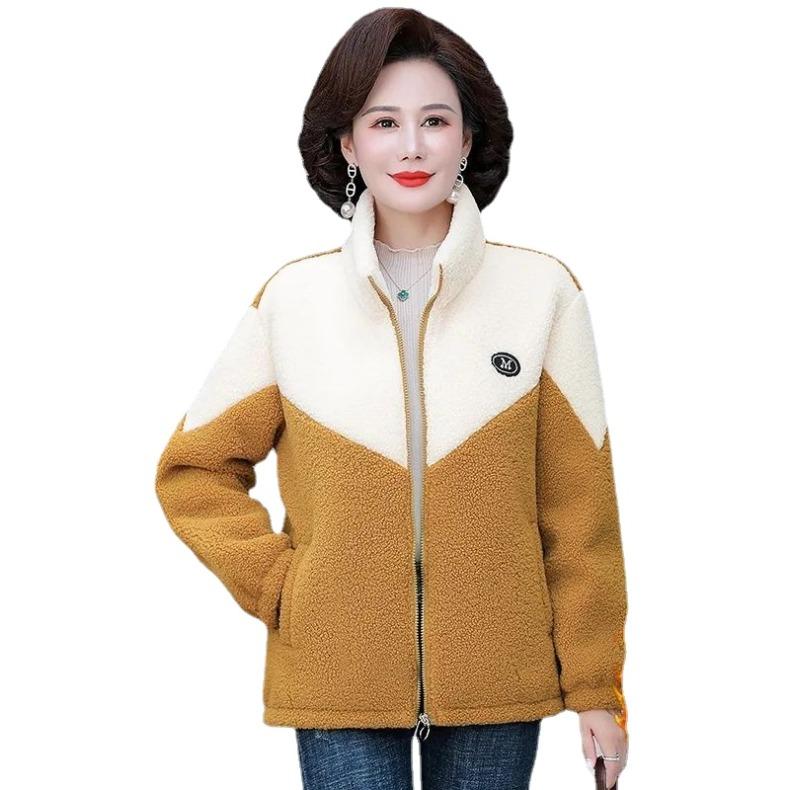Теплое пальто из утолщенной овечьей шерсти для женщин среднего и пожилого возраста осенью и зимой