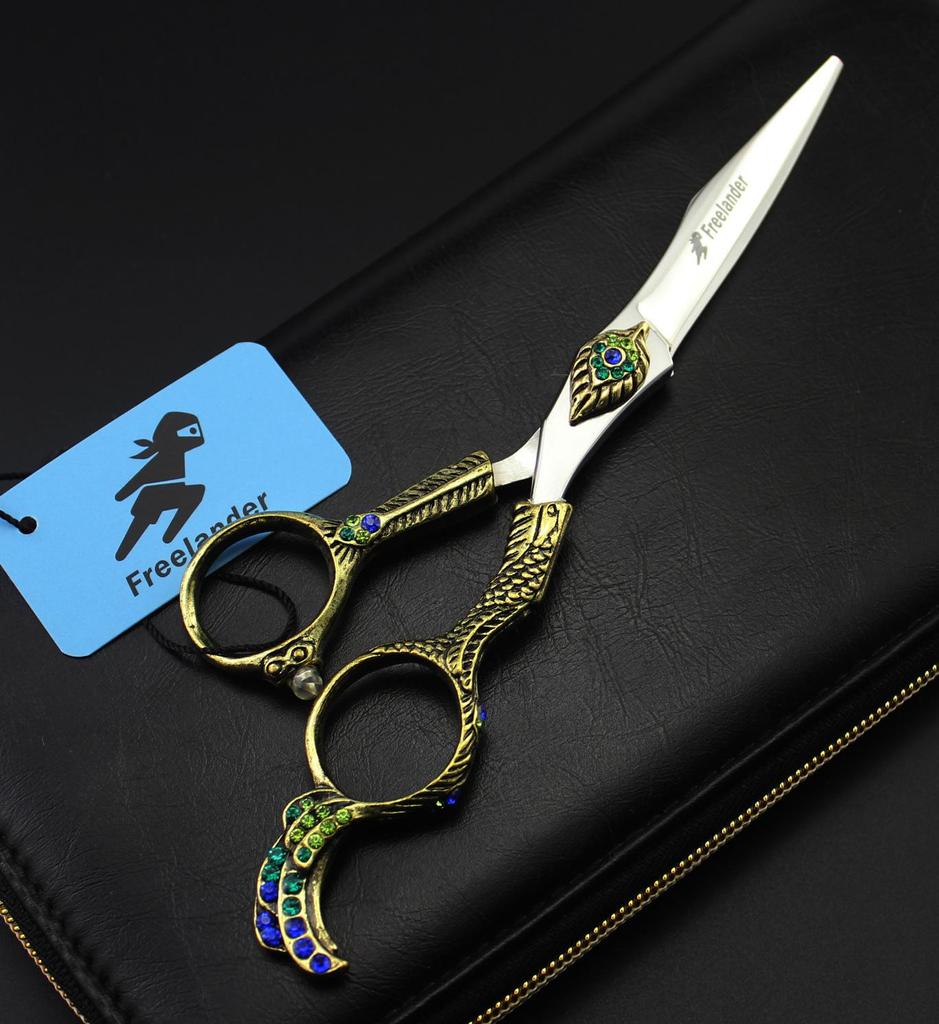 Sangelar 6" Top Grade JP440C Professional Hairdressing Scissors Gold Phenix Carve TB65 Hair Scissors Cutting Thinning