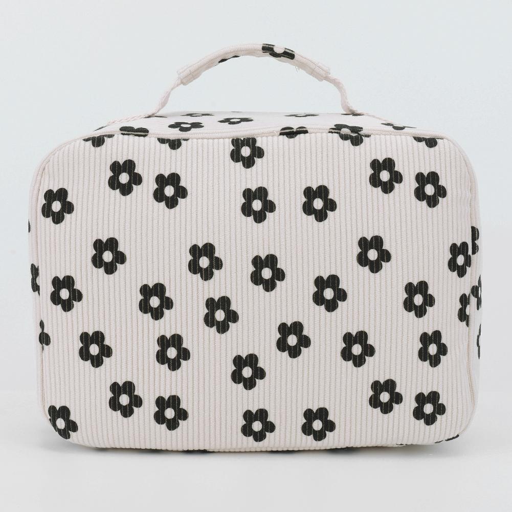 Women Corduroy Insulated Cooler with Interior Pockets Lunch Bag Zipper Closure Lunch Case Lunch Container for Work School