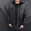 Autumn and Winter Leather Jacket Men's Loose Hooded Leather Jacket Motorcycle Casual Men's Cotton Thickened Jacket