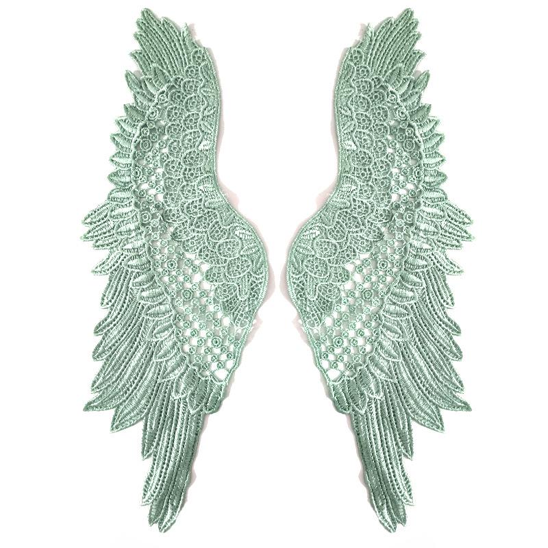Water-Soluble Polyester Lace Angel Wings Flower Embroidery Patch Pair