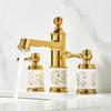 Латунный керамический смеситель для ванной комнаты, золотой смеситель для раковины, широко распространенный смеситель из розового золота, роскошный смеситель для раковины, горячая и холодная вода, смеситель для раковины