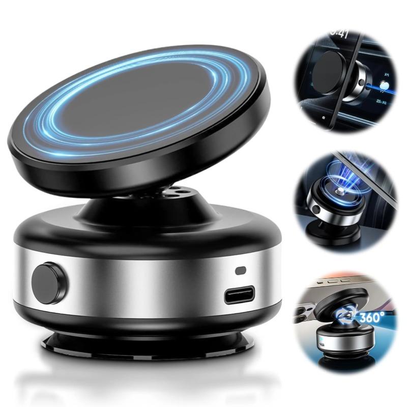 Vacuum Adsorption Car Magnetic Phone Holder 360° Adjustable Electric Suction Cup Super Magnetic Cell Phone Holder Mount for Car for Magsafe iPhone