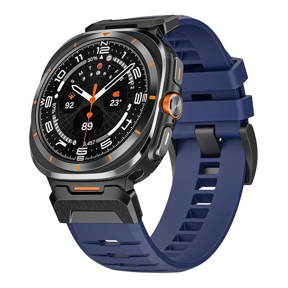 Stainless Steel Rubber Band for Samsung Galaxy Watch Ultra 47mm 2025 Soft Silicone Bracelet Men Strap for SAMSUNG ULTRA 7 Correa
