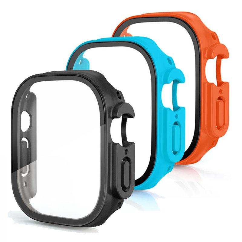 1/3 Упаковка Стекло+чехол Для Apple Watch Ultra 49мм ремешок смарт-часы PC Бампер+Защитное стекло Закаленное Покрытие iwatch серия Аксессуары