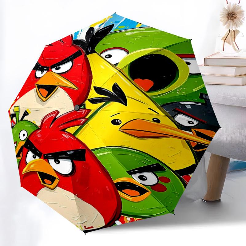 1 шт. Автоматический складной зонт Angry Birds с открытием/закрытием, ветрозащитная конструкция с 8 спицами, легкий дорожный зонт для женщин/мужчин 14