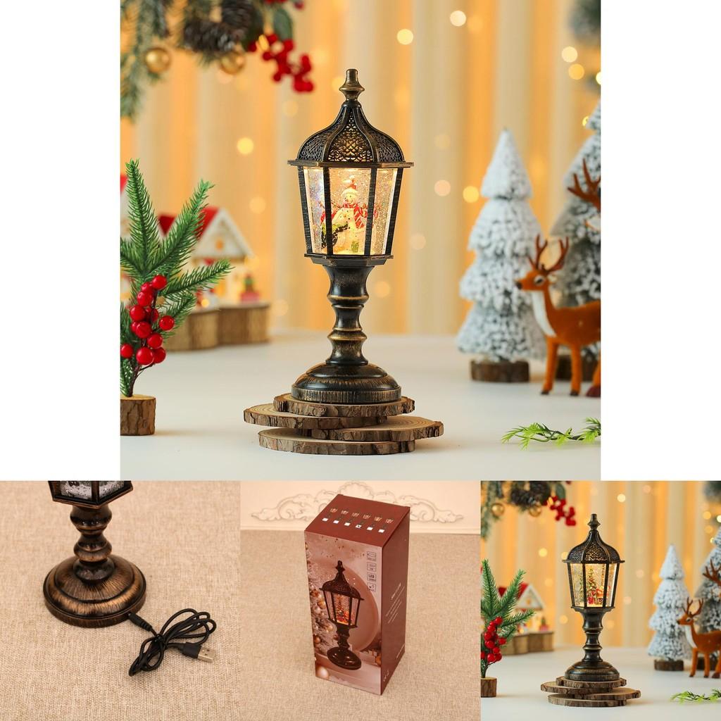 Рождественская фигурка снеговика Винтажная настольная лампа со светом, музыкой и снежным эффектом для праздничного декора