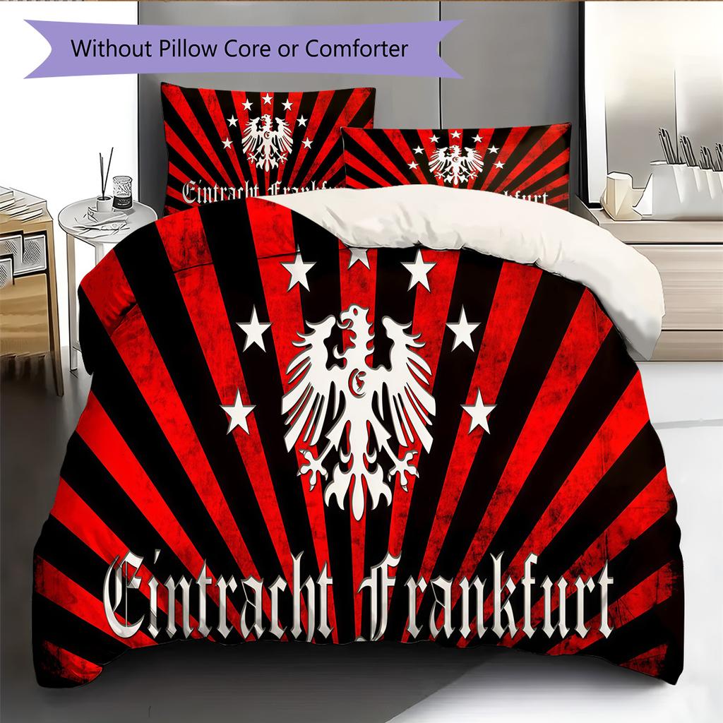 Eintracht Frankfurt Pattern Bedding Quilt Set Quilt Cover Pillowcase Home Decoration Birthday Gift (1 * duvet cover + 2 * pillowcase, without core)