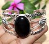 Huge Black Onyx 925 Silver Plated Bangle 6.5" Handmade Jewellery Trendy D6P87