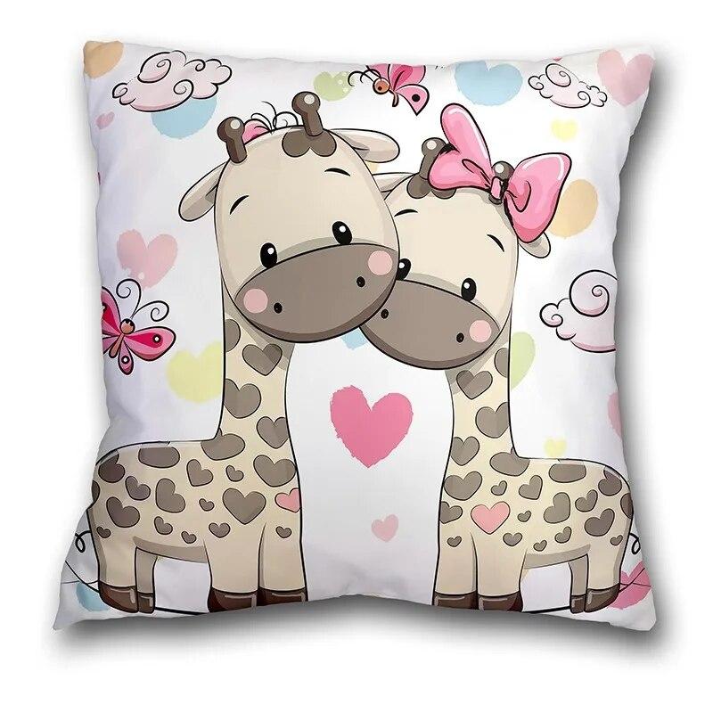 Office Seat Cushion Pillow Cartoon Cute Animal Pattern Print Pillow Case Bedroom Bay Window Cushion