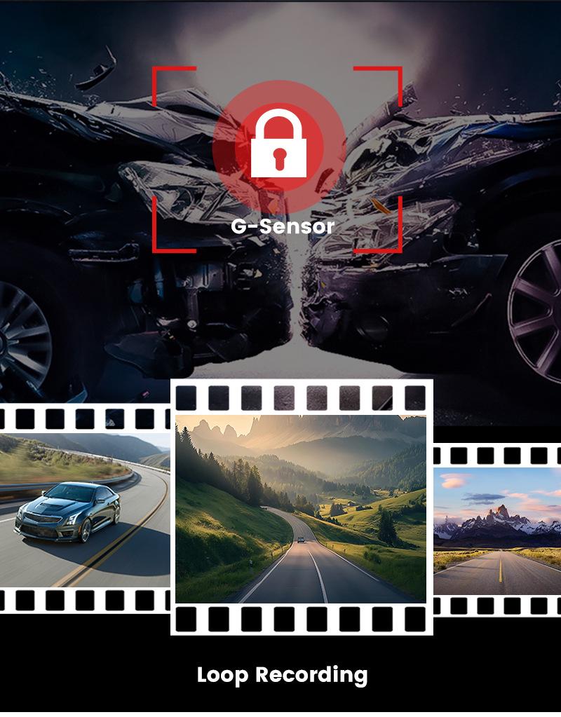 4K Видеорегистратор с тремя объективами F9 с HD широкоугольным объективом, ночным видением Starlight, подключением к мобильному телефону и GPS-слежением