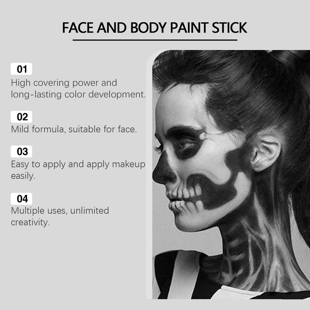 4 Set Black White Halloween Face Body Paint2 Colors Clown Makeup Kit With Sponge And BrushFace Body Paint For Halloween CosplaySpecial Effect Makeup