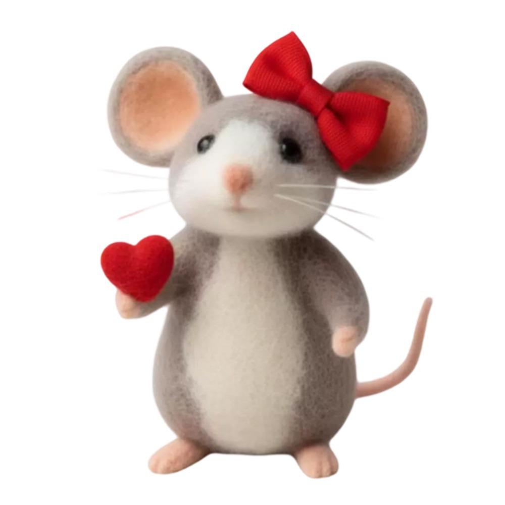 Handmade Felt Valentine's Day Felt Mouse Wool Felt Valentines Day Decor Christmas Tree