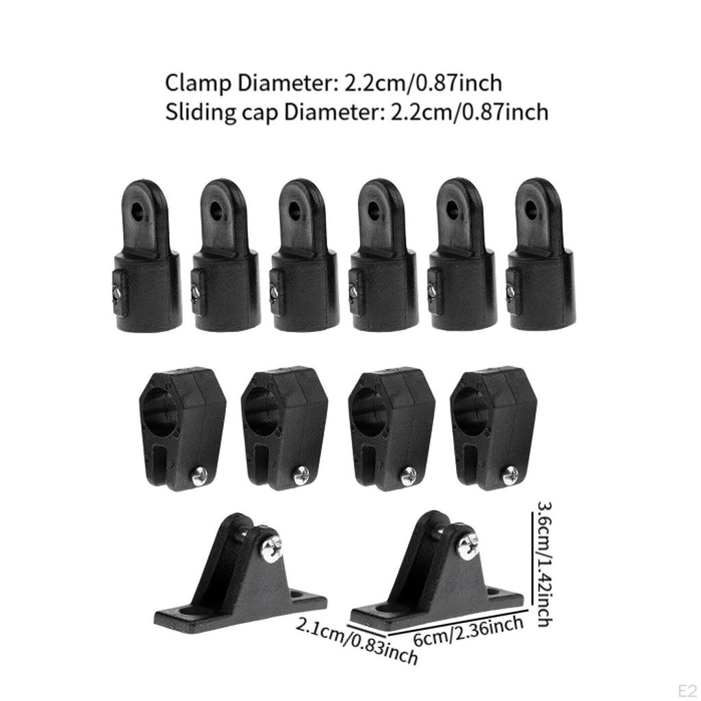 Фурнитура для тента Бимини для лодки 4-х челюстной слайд 12 штук Черные аксессуары 1 дюйм, 7/8 дюйма 2