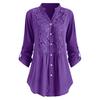 Shirt Office Ladies' Plain V-Neck Lace Button-Down Plus-Size Blouse