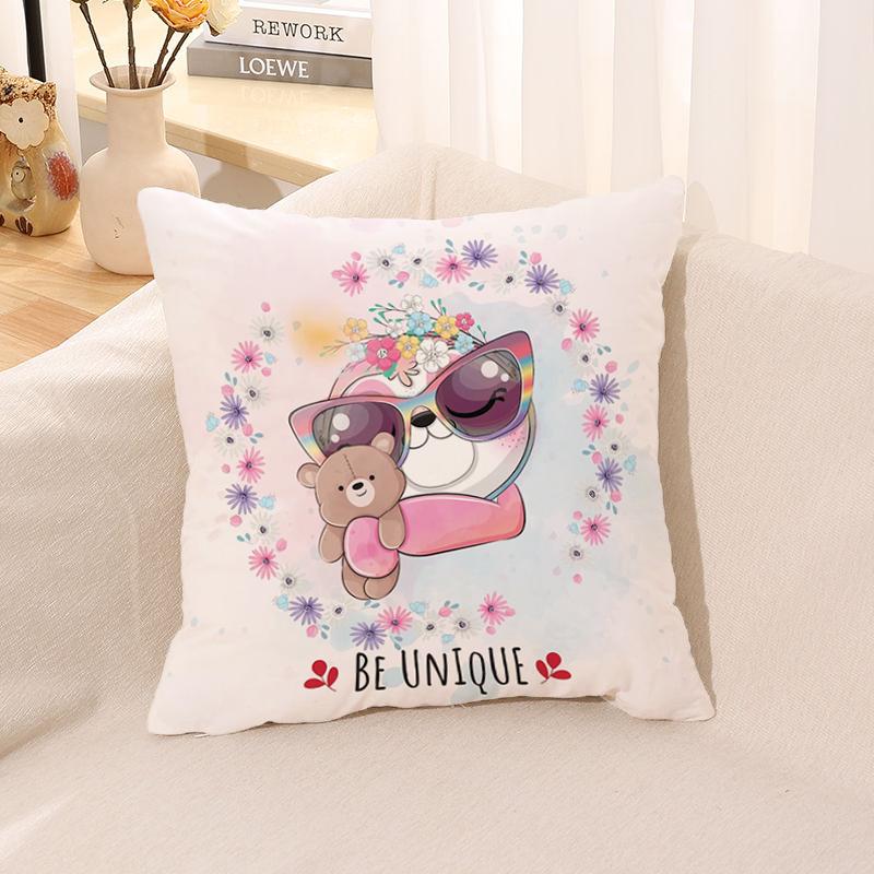 Cute Animal Pillowcase  for Sofa Car Square Cushion Suite Room Anime   Body Cover