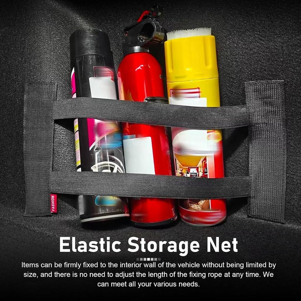 Car Trunk Organizer Strap, Elastic Nylon Trunk Storage Straps, Self-Adhesive Multifunctional Car Storage Strap, Universal for Most Cars SUVs Trucks