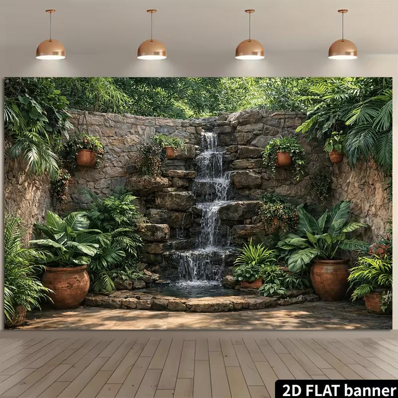 2D Outdoor Garden Stone Fountain Wall Hanging