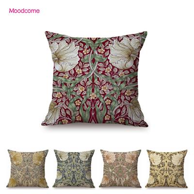 Классический цветочный узор Морриса Pimpernel Красный Желтый Розовый Синий Декоративное искусство для дома Наволочка для дивана Льняная наволочка