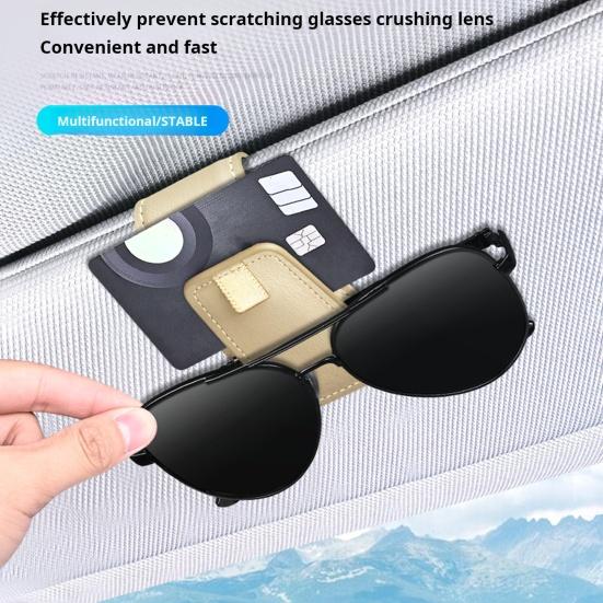 Magnetic Sunglasses Clip for Car Visor Faux Leather Glasses Holder Clip Car Interior Sunglass Holder