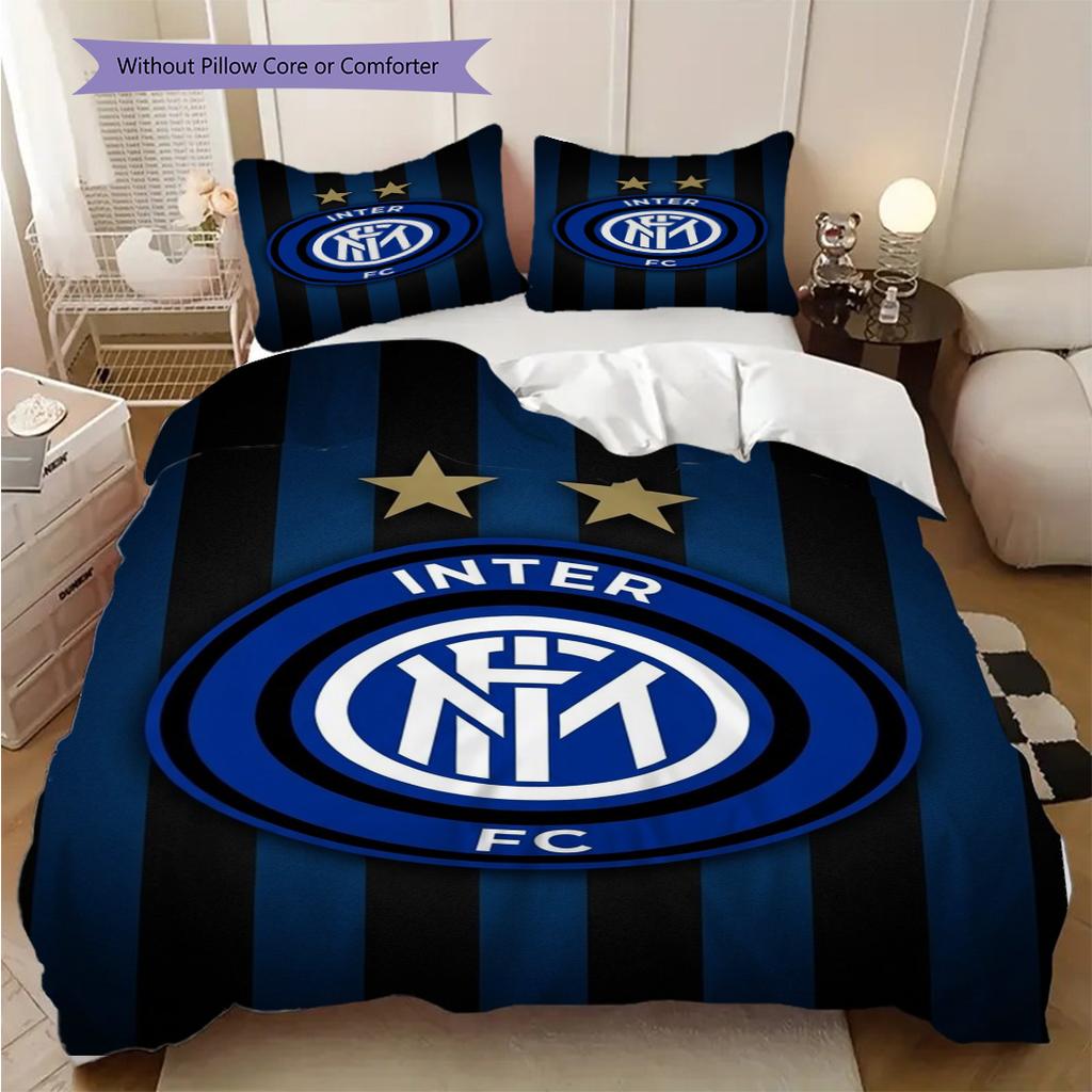 Inter Milan Football Club Emblem Three-piece set (1 * duvet cover + 2 * pillowcase, without core) Bedding set Duvet cover and pillowcase