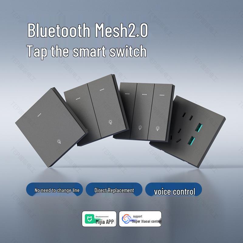 Ультратонкая панель умного выключателя с Mesh 2.0, беспроводное двойное управление, без нейтрали, подключение к приложению Mijia
