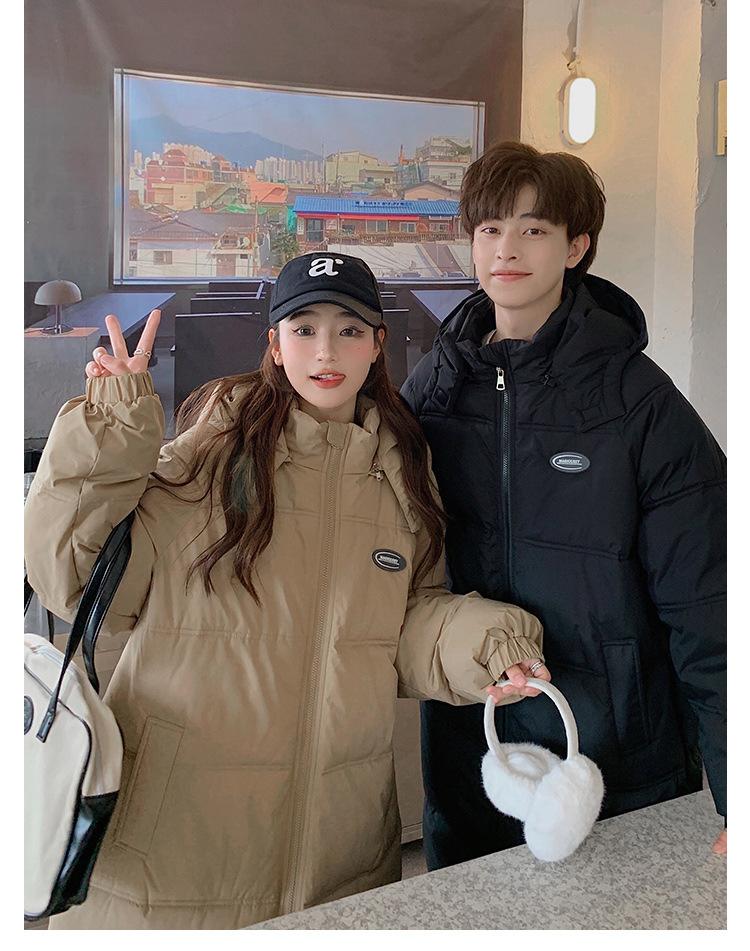 Осенне-зимняя мужская и женская однотонная свободная ветрозащитная утолщенная теплая длинная женская куртка с капюшоном