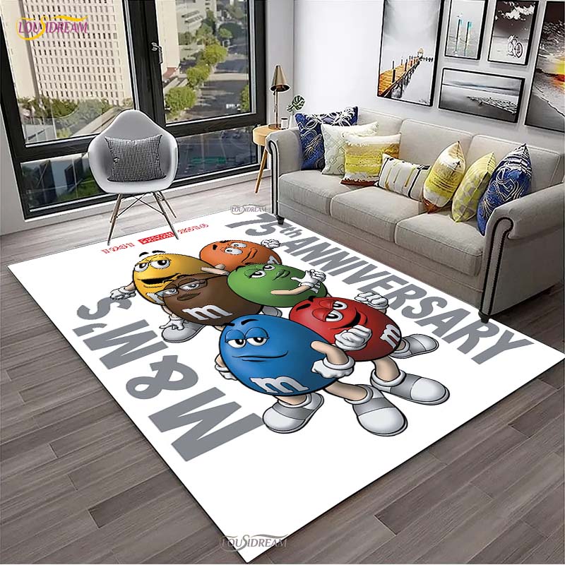 M&M Sweet Cartoon Kawaii Cute Carpet for Living Room Bedroom decor Yoga Area Rug Kitchen Unslip Floor Mat Alfombra Birthday gift