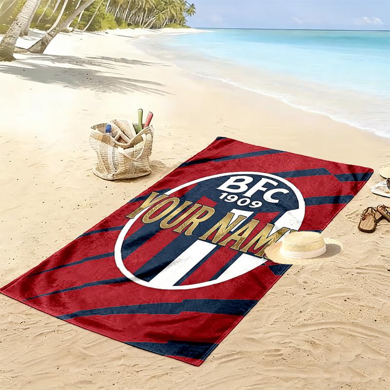 Bologna Fc Custom Name Print Beach Towel Large Soft Quick Dry Towel For Beach Camping Swimming
