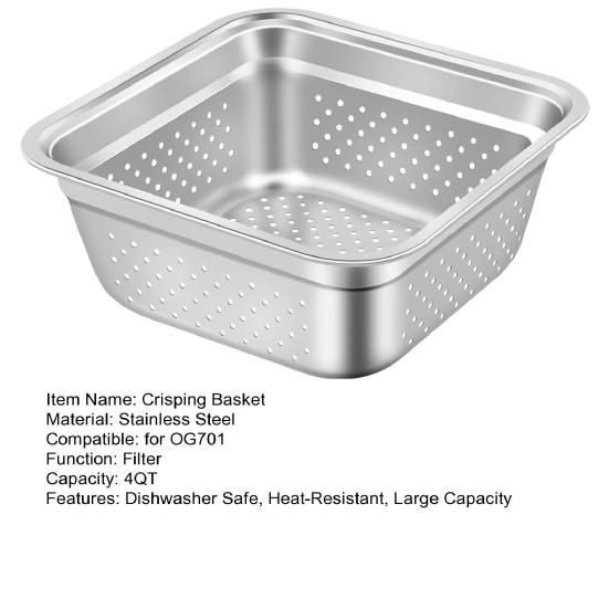 Корзина для хрустящей корзины из нержавеющей стали для OG701, уличный гриль, безопасная посудомоечная машина, жаропрочная 4QT, лоток для фритюрницы большой вместимости
