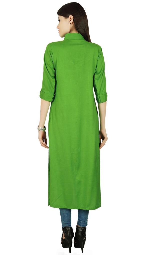 Bollywood Rayon 3 4 Sleeve Solid Kurti Women Ethnic Dress Tunic Top