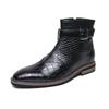 Men's Ankle Boots Pointed Leather Boots Designer Crocodile Pattern High-top Boots for Men Casual Business Dress Booties