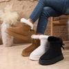Fleece and Thickened Snow Boots with One Pedal 2025 Winter New Thick-soled Fluffy Mouth Bow Warm Large-size Cotton Shoes