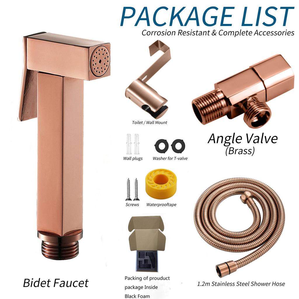 Stainless Steel Bathroom Modern Wall-mounted Shower Bidet Sprayer Brushed Gold Hotel Toilet Use Easy Installation Water Bidet