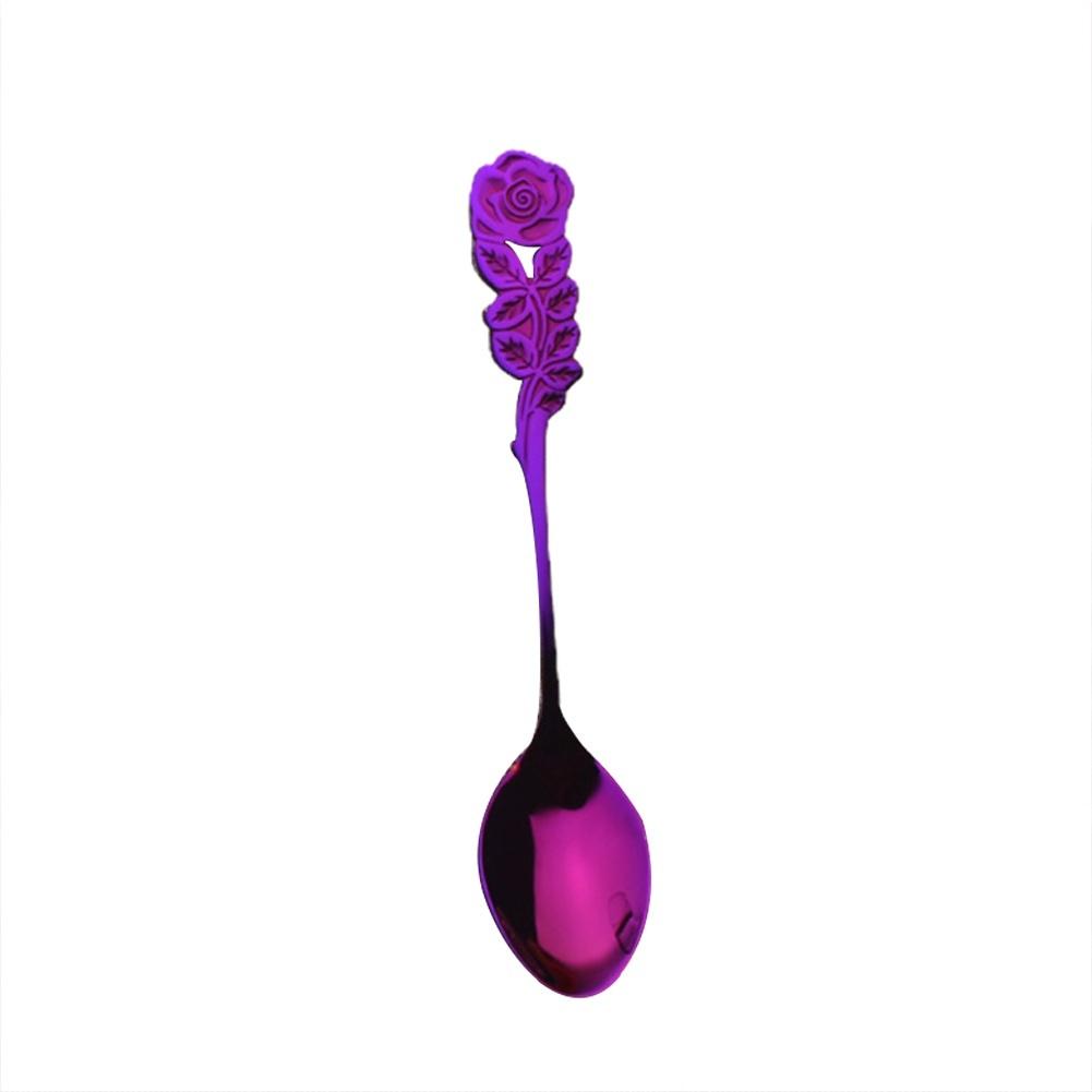 Симпатичная ложка с розой из нержавеющей стали, западная еда, десерт, суп, кофейный напиток, ложка