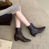 Retro pointed short boots women's autumn and winter new rear zipper elastic thin boots inner commuting short boots