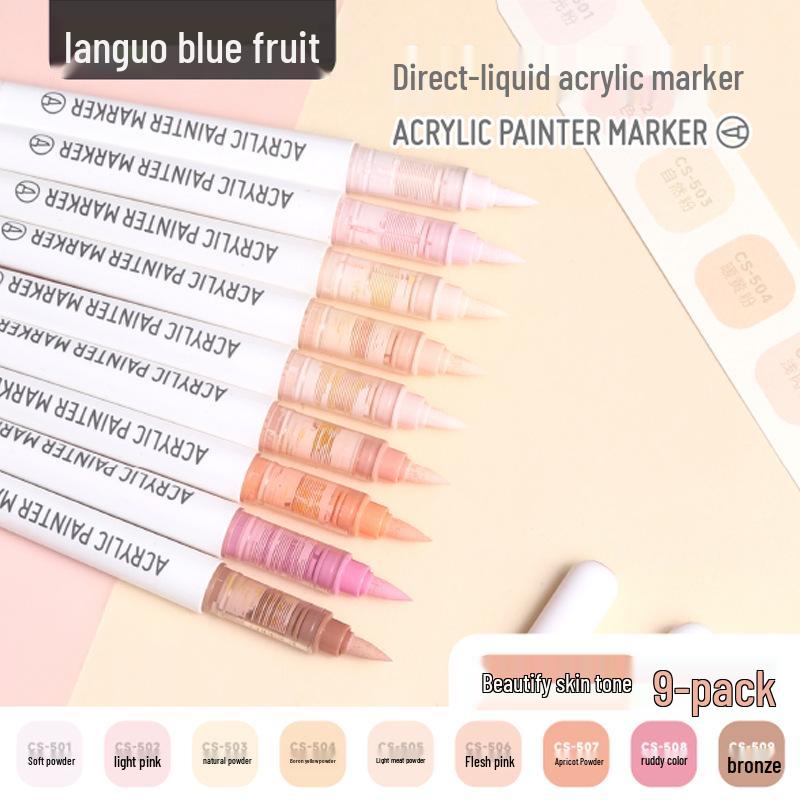 Blue Fruit Liquid Acrylic Marker Set - Soft Tip for Art Students, Elementary School Gift Box