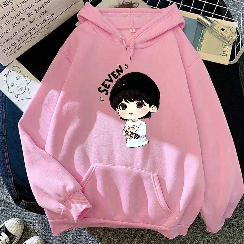 JungKook Seven Hoodie Women Harajuku Aesthetic Funny Kawaii Hoodies Unisex Осень Зима Повседневный Флисовый Пуловер Толстовки Топы